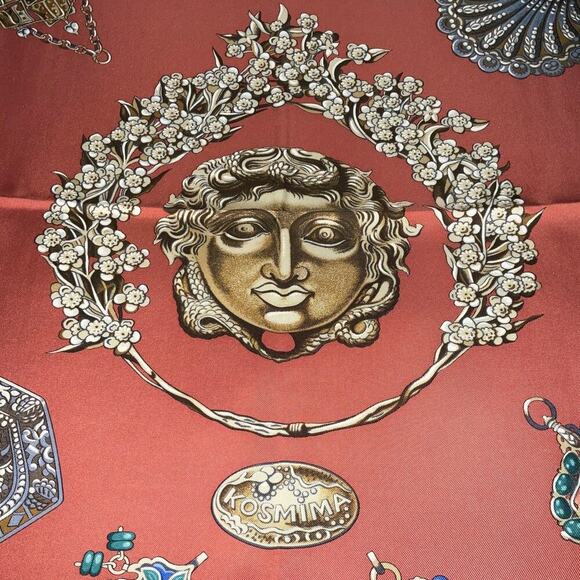 Hermes Carré 90 KOSHIMA by J.Abadie Orange Square Silk Scarf W/Box NWT - Picture 3 of 16